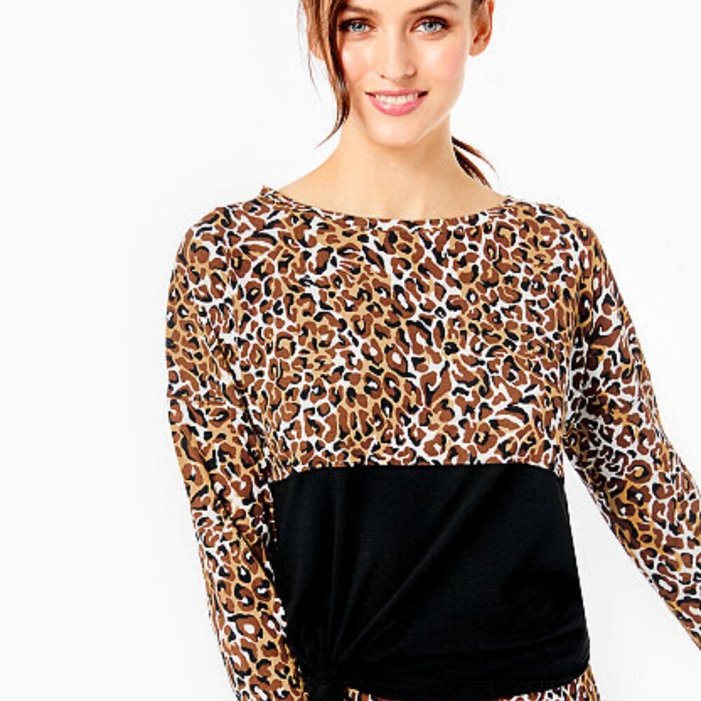 NWT Lilly Pulitzer Finn Shirt Chocolate X Onyx My Favorite Spot, Large